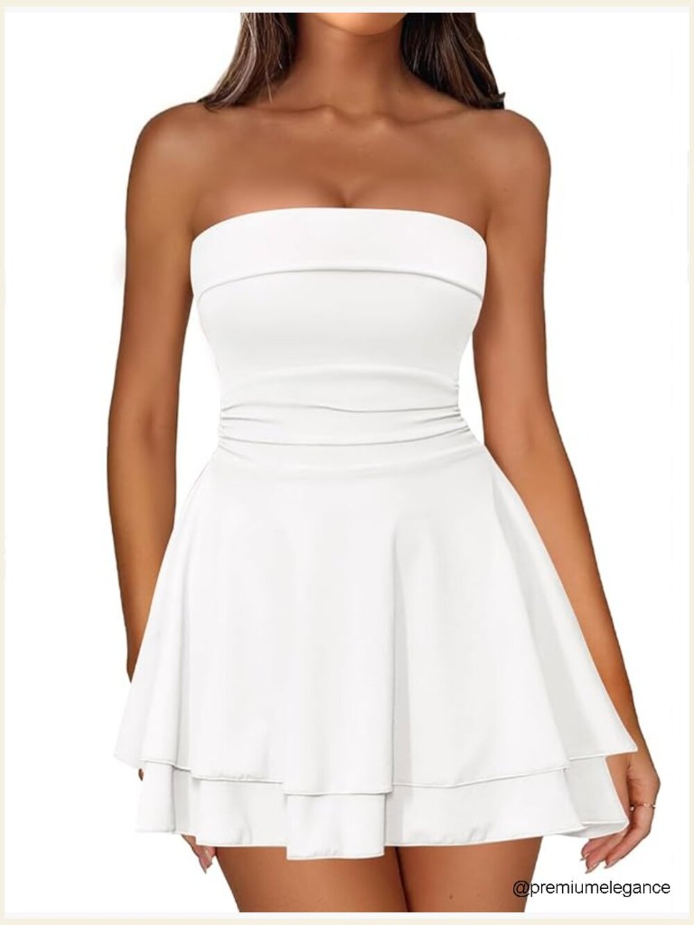 Strapless Ruched Corset Mini Dress Tiered Ruffle Hem Party Club Night Out